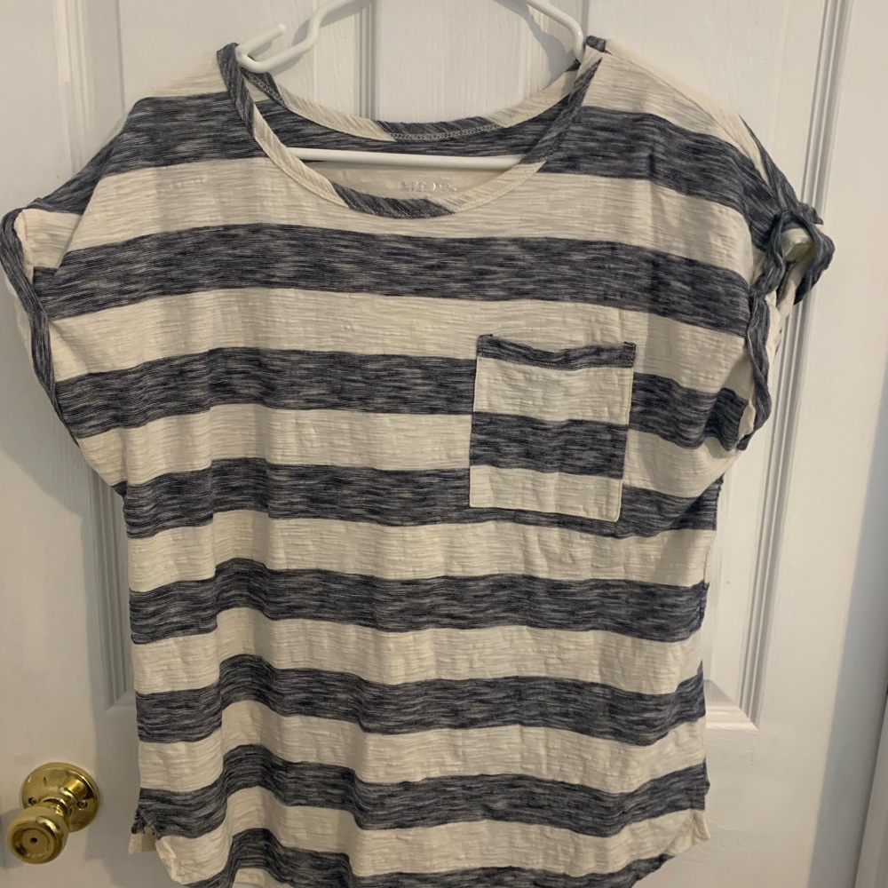 Merona Blue and White Striped Short Sleeve Tee